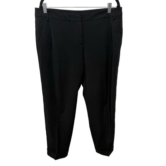 MaxMara Weekend Black Pants Ankle Mid Rise Pleated Front Cuffed Hem| Fit like 10 - Picture 1 of 10
